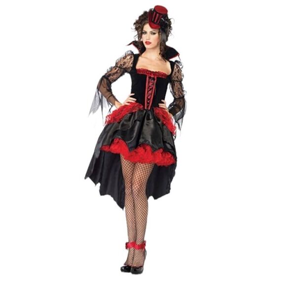 Leg Avenue Black and Res Midnight Mistress Dress Costume Size Medium - Picture 1 of 16